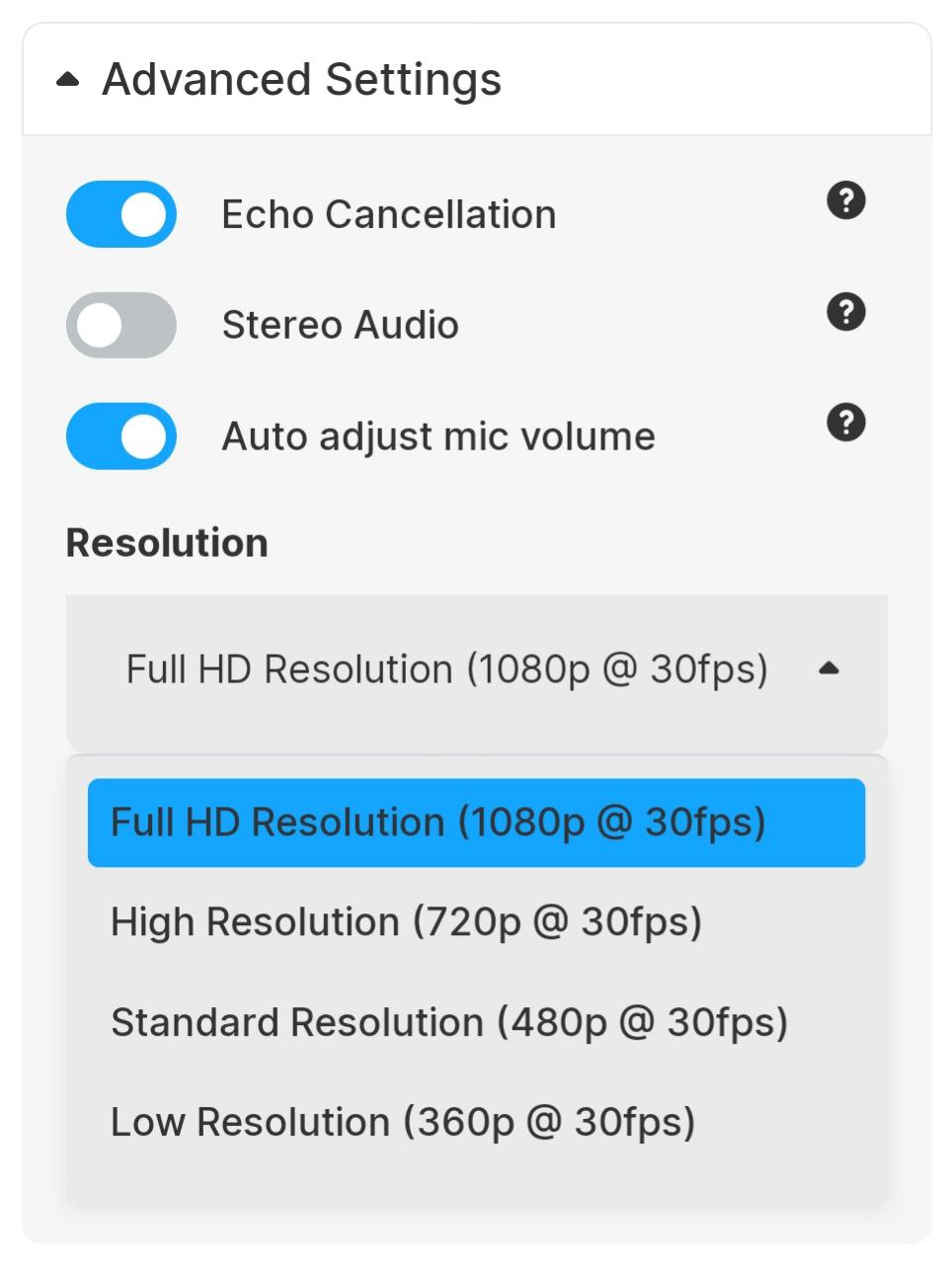 Resolution selection